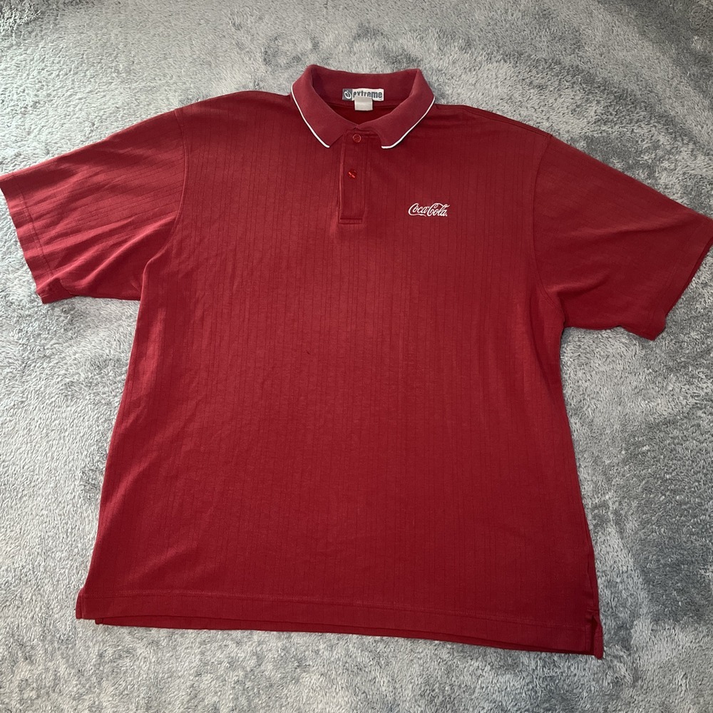 Vintage Coca-Cola Employee Embroidered Short Sleeve Red Polo Shirt Men's SZ XL - Picture 2 of 16